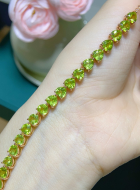 天然橄榄石麦穗款式银镶手链精致美观大方女人的挚爱厂家直销