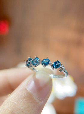 食指戒指女时尚个性高级感天然托帕宝石轻奢S925纯银2024新款爆款