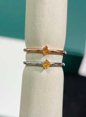 925纯银镀金时尚简约百搭银饰精工打造戒指空托圆形尾戒女戒指