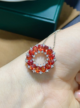 奢华气质款天然红蓝宝吊坠晶体通透高贵优雅仙气感十足s925纯银镶