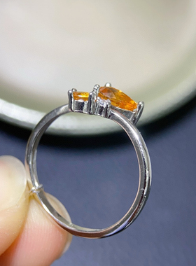 天然芬达戒指女活口925银镀白金戒托原石指环戒面珠宝礼物流行