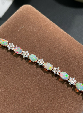 天然白欧泊手链 性价比非常高 款式精致 裸石品质好绚丽饱满