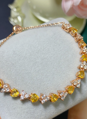 银镀18k金天然黄水晶手链女彩宝镶嵌钻石玫瑰金小众设计高级感