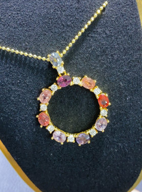 纯天然尖晶石吊坠甜甜圈粉嫩通透5A级宝925银精工镶嵌厚重用银