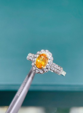 s925银镀金芬达戒指椭圆形4*6mm时尚简约百搭日韩清新戒面镶嵌