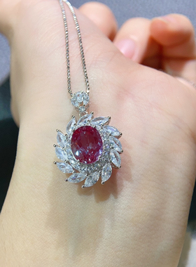 大颗粒亚历山大宝石会变色的石头吊坠项链女礼物节日豪镶大气