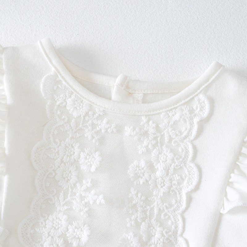 婴儿衣服秋装女宝宝连体衣公主满月百天哈衣包屁衣蕾丝网纱边爬服