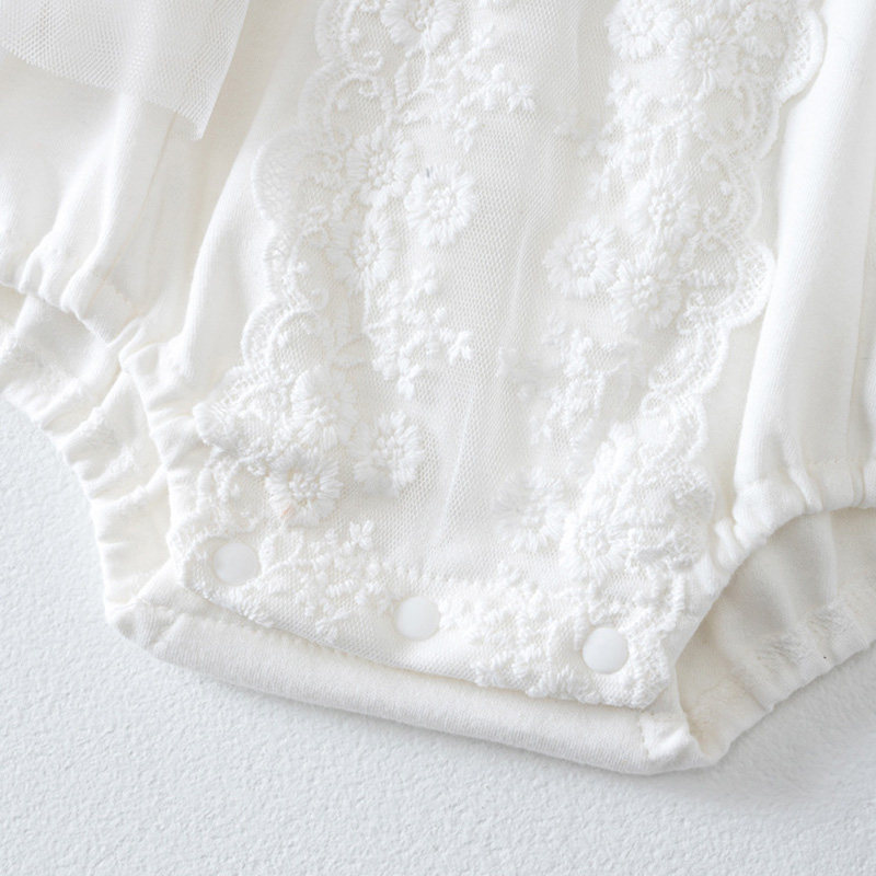 婴儿衣服秋装女宝宝连体衣公主满月百天哈衣包屁衣蕾丝网纱边爬服