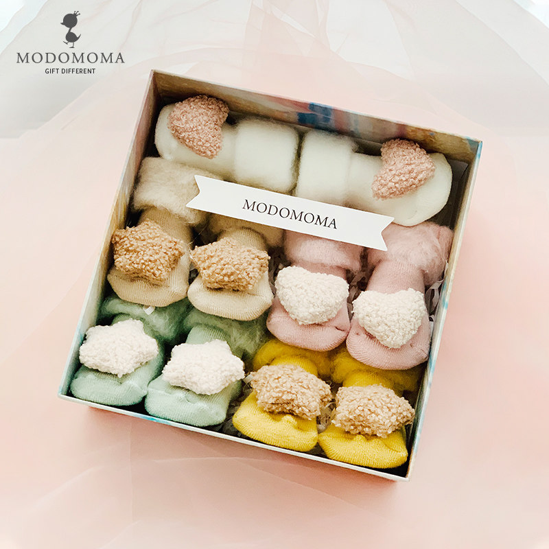 modomoma新生儿用品可爱公仔袜子 modomoma婴儿礼盒
