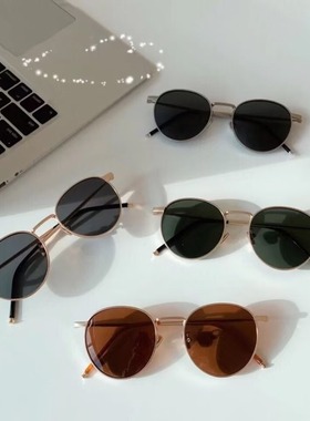韩国网红同款！夏季新款ins风金属复古圆形太阳镜时尚墨镜情侣款