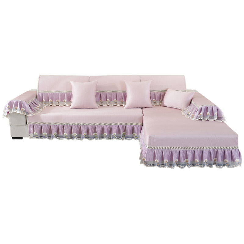 粉紫色凉豆豆冰丝沙发垫夏季凉席防滑坐垫夏天欧式沙发套罩巾盖布