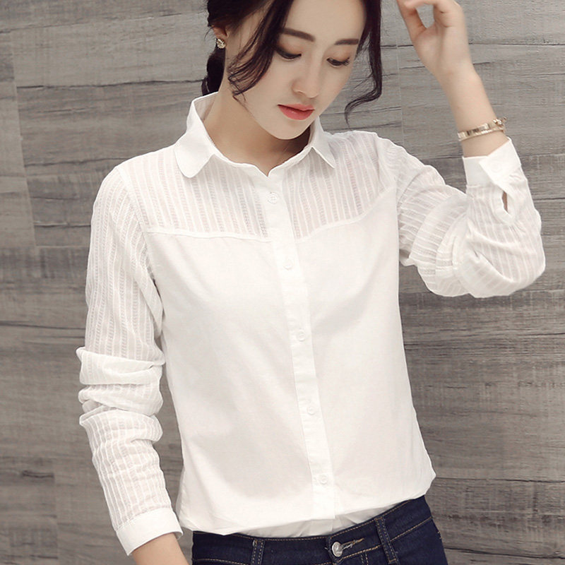 2020秋冬装纯棉白衬衫女长袖打底衫 初影衬衫