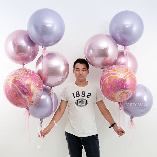 进口4d渐变色魔法球四面立体圆形幻彩彩虹色生日柜台装饰铝箔气球 - 图1