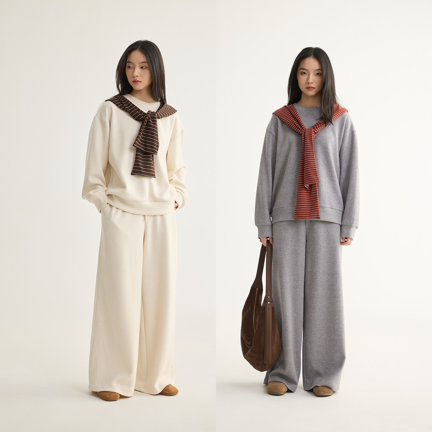 芙蕖FUXU 秋冬新款加厚软糯圆领宽松卫衣/直筒阔腿长裤套装女,淘宝优惠券,粉丝福利购,淘宝优惠卷