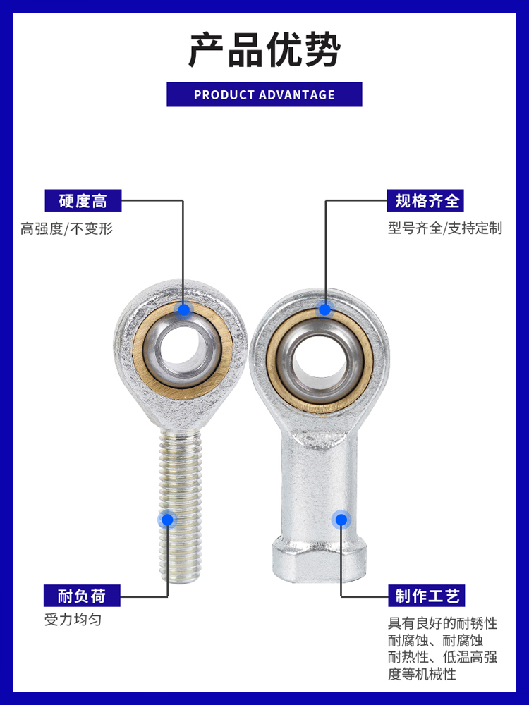 气缸鱼眼关节内螺纹杆端轴承SI6 8 10 12 14 16 SI20 25 28 30T/K