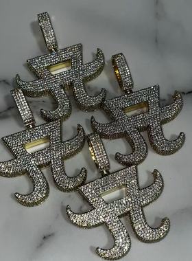 AYU同款镶嵌钻石经典A标志满钻嘻哈项链百搭时尚潮流穿搭吊坠