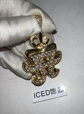 AYU同款镶嵌钻石经典A标志皇冠满钻嘻哈项链百搭时尚潮流穿搭吊坠