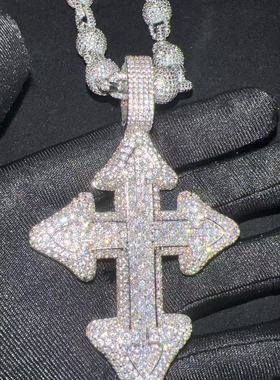 ICED饰品macovaseas十字架项链吊坠mac同款满钻珍珠项链