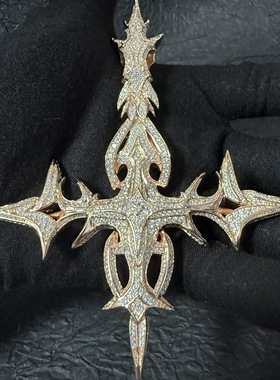 欧美嘻哈珠宝 Destory Lonely双面满钻逆十字架吊坠百搭个性吊坠