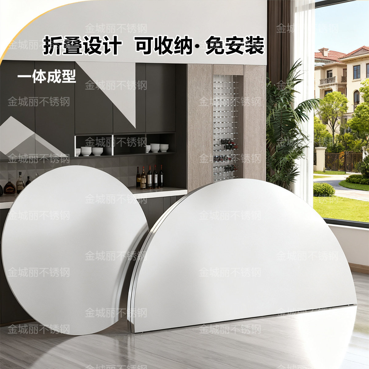 3米不锈钢带转盘大圆桌 折叠免安装家用酒店餐饮宴席20人吃饭大桌,淘宝优惠券,粉丝福利购,淘宝优惠卷