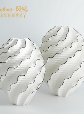 现代简约3D打印陶瓷花瓶家居样板间售楼处摆件创意设计花器