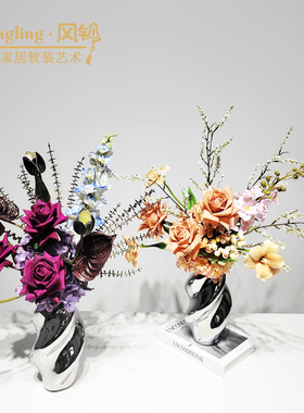 现代简约缤纷色彩几何花艺摆件样板间酒店大堂客厅插花装饰