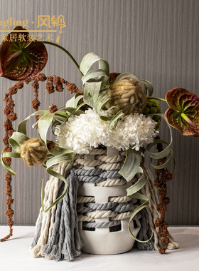 现代简约几何白色陶瓷花器干花花艺插花花瓶样板间客厅摆件