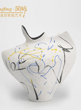 现代简约侘寂风抽象艺术花瓶酒店民宿博古架客厅关花器摆设