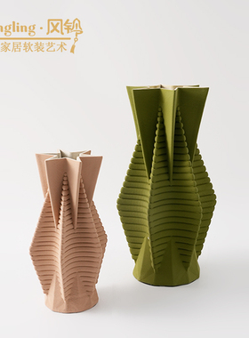 简约现代几何3D打印陶瓷花器样板间售楼处酒店玄关客厅装饰
