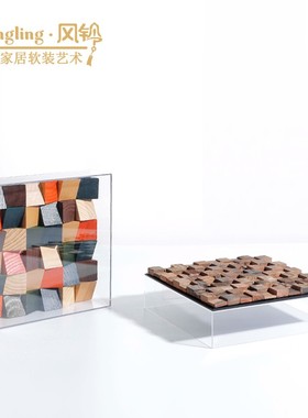 现代简约几何亚克力洞石装饰盒摆件样板间售楼处会客厅软装