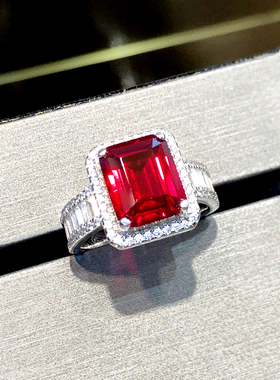设计款925纯银水晶石榴石戒指环