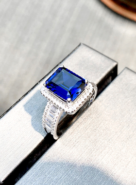 碧玺925纯银戒指环坦桑石色18k金