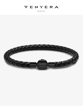 3-5MM天然头层牛皮轻奢转运珠手绳穿黄金编织送礼简约皮绳手链