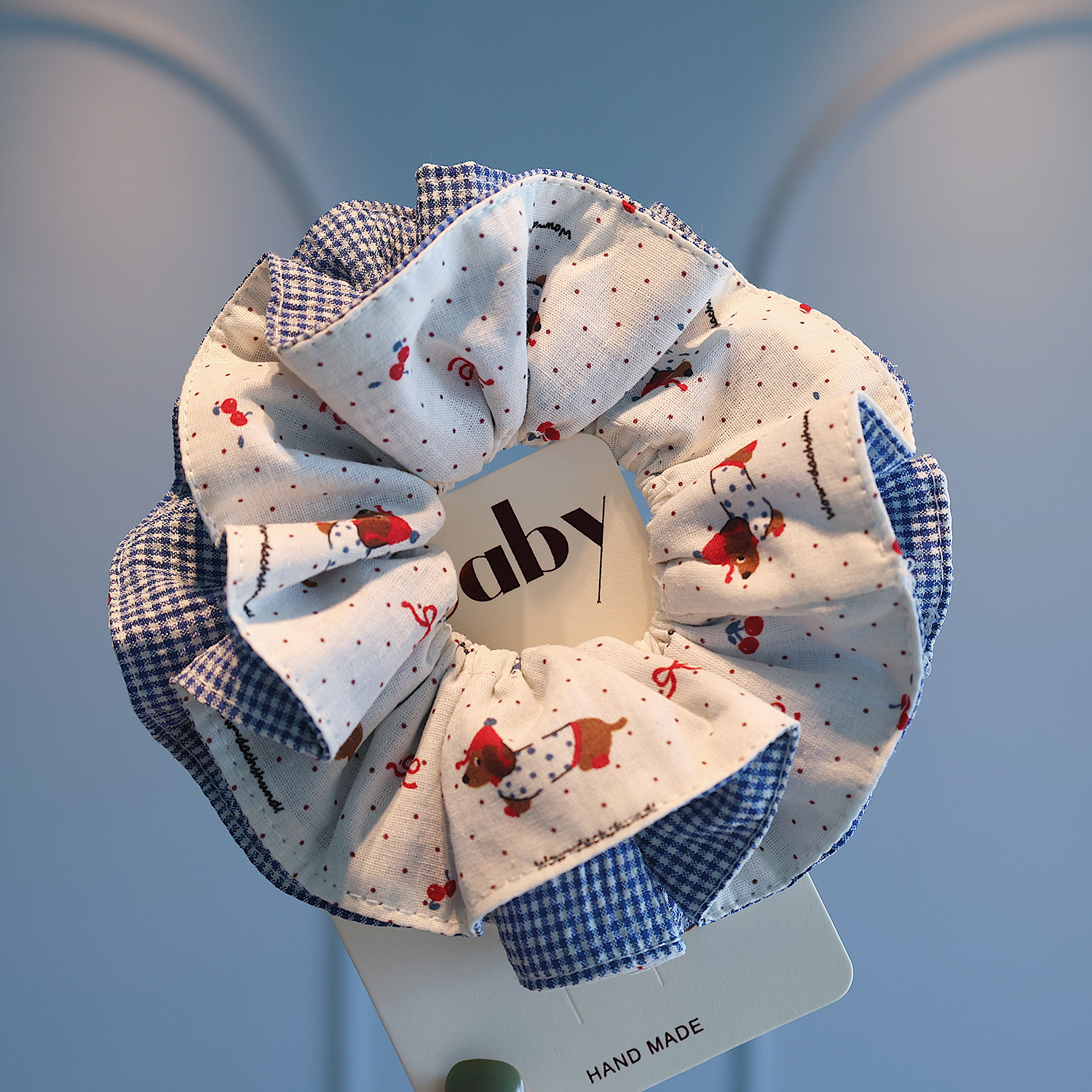 童趣可爱波点小狗大肠发圈儿童复古高级感双层格纹丸子头马尾皮筋,淘宝优惠券,粉丝福利购,淘宝优惠卷