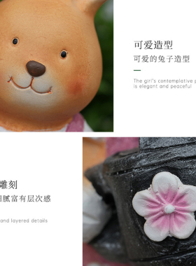 外贸氧化镁小兔子花园装饰摆设