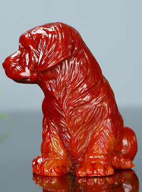 仿寿山石红色狗招财旺财生肖狗小摆件旺财手把件旺财狗摆件