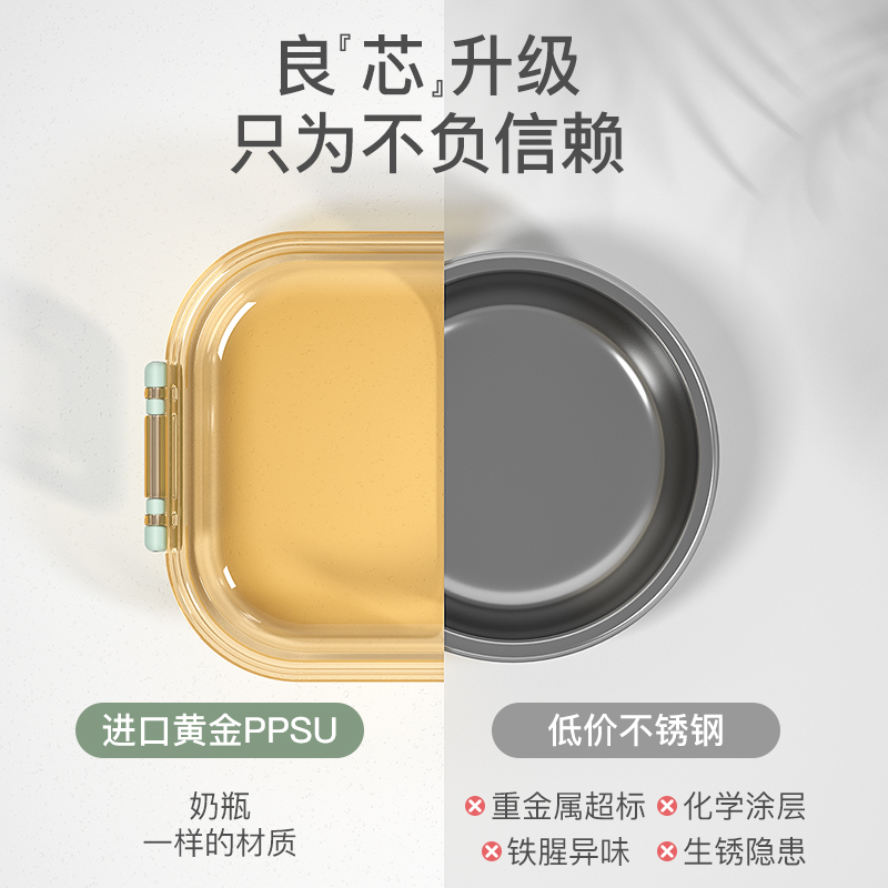 SUPERmama儿童外出便携餐具套装注水保温宝宝辅食碗PPSU分格餐盘