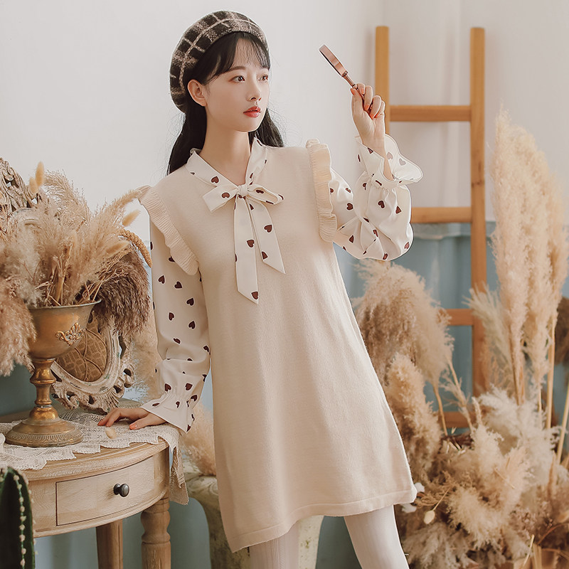 孕妇秋冬外出潮妈上班中长款连衣裙 幽悦连衣裙