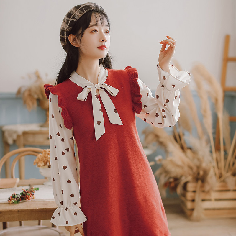 孕妇秋冬外出潮妈上班中长款连衣裙 幽悦连衣裙