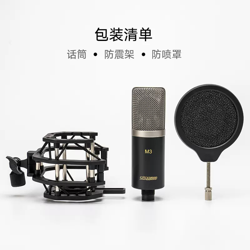 797Audio M3专业大振膜电容麦克风主播录音K歌直播配音乐器人声 - 图1