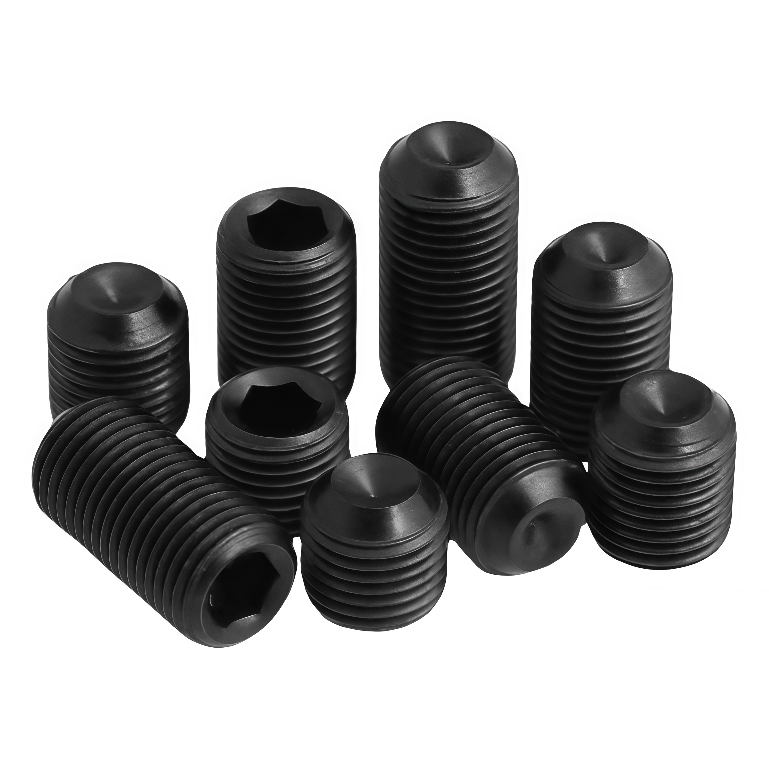 12.9级国标细牙紧定内六角平端凹端螺丝钉基米顶丝M2M3M4-M8M12 - 图3