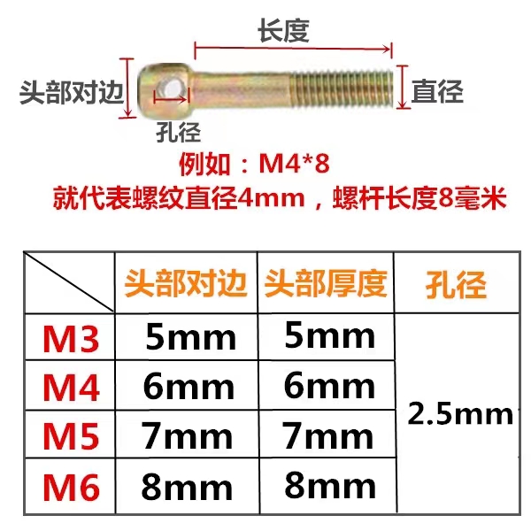 镀彩锌铅封电表螺丝封表螺钉带孔螺丝铅封钉M3M4M5M6单孔十字螺丝-图1