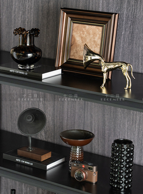 现代简约书架装饰摆件套装客厅书房商务风陈列道具家居饰品