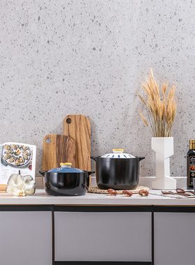 【八度空间】样板房间厨房饰品组新中式风格陶瓷砂锅具汤锅摆件