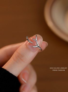 设计感简约女礼物戒指时尚鹿角