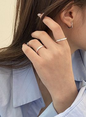 简约小巧纯银设计百搭女圆环时尚