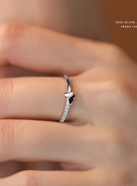微森系轻奢指环开口百搭s925纯银