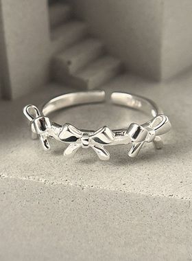 气质心开口女设计戒指蝴蝶结甜美