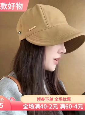 防晒帽子女春夏季百搭显脸小加宽大帽檐鸭舌帽可挂口罩休闲百搭
