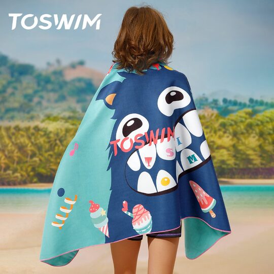 TOSWIM速干浴巾儿童斗篷沙滩巾游泳毛巾吸水巾男女童便携防晒浴袍